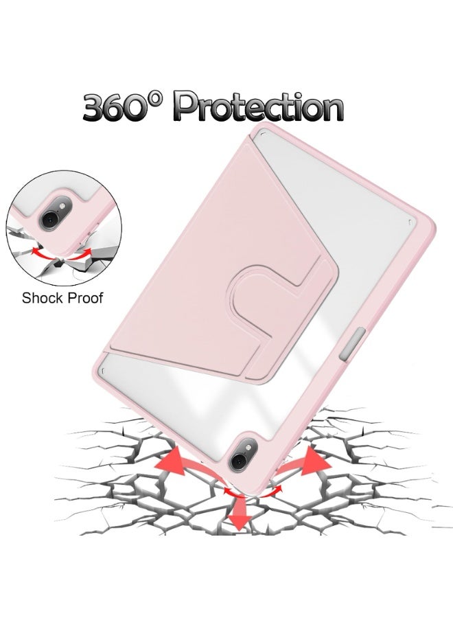 لـ iPad 2025 (11th) A16 11 بوصة غطاء القضية ، القضية الحماية اللوحية ، تصميم الدوار 360 درجة من الاكريليك ، الاستيقاظ التلقائي / النوم ، الجلد الناعم ، الوردي - Image 5